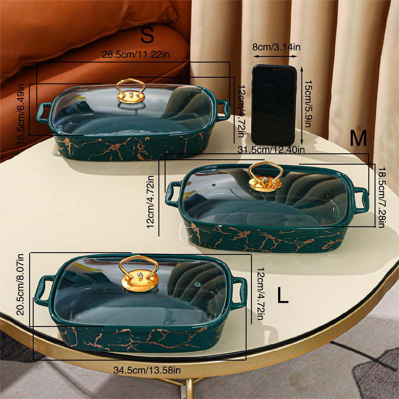 Qopqog'li keramik xizmat qilish to'plami, sho'rva qozoni, casserol plitalari ovqatlanish uchun