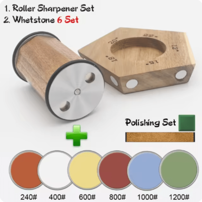 Juego de afilado manual de cuchillos con cinturón magnético, soporte y guías de ángulo