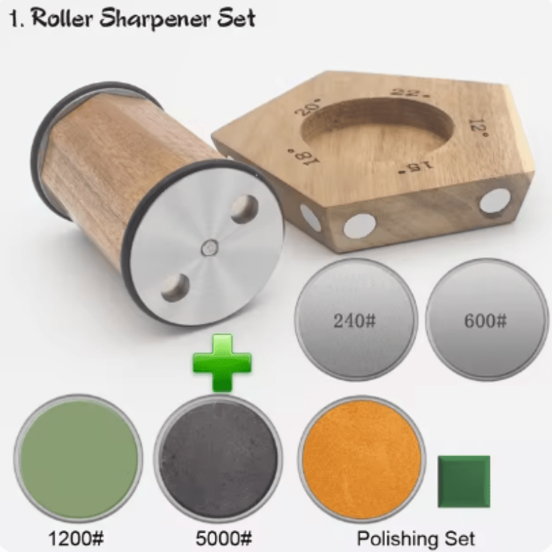 Juego de afilado manual de cuchillos con cinturón magnético, soporte y guías de ángulo