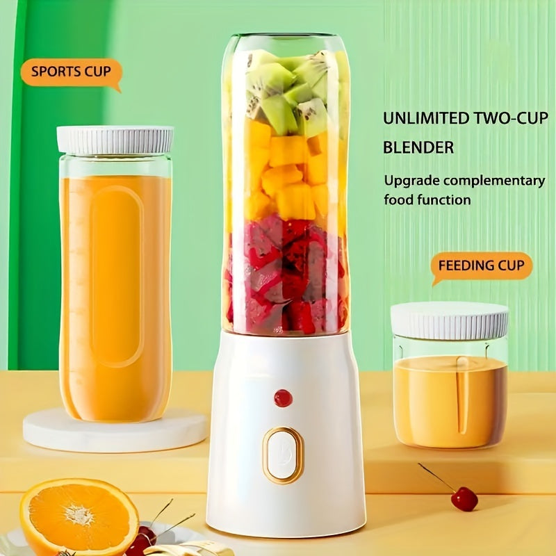 Portable USB Rechargeable Blender and Juicer Set with Dual Cups and Food Processor