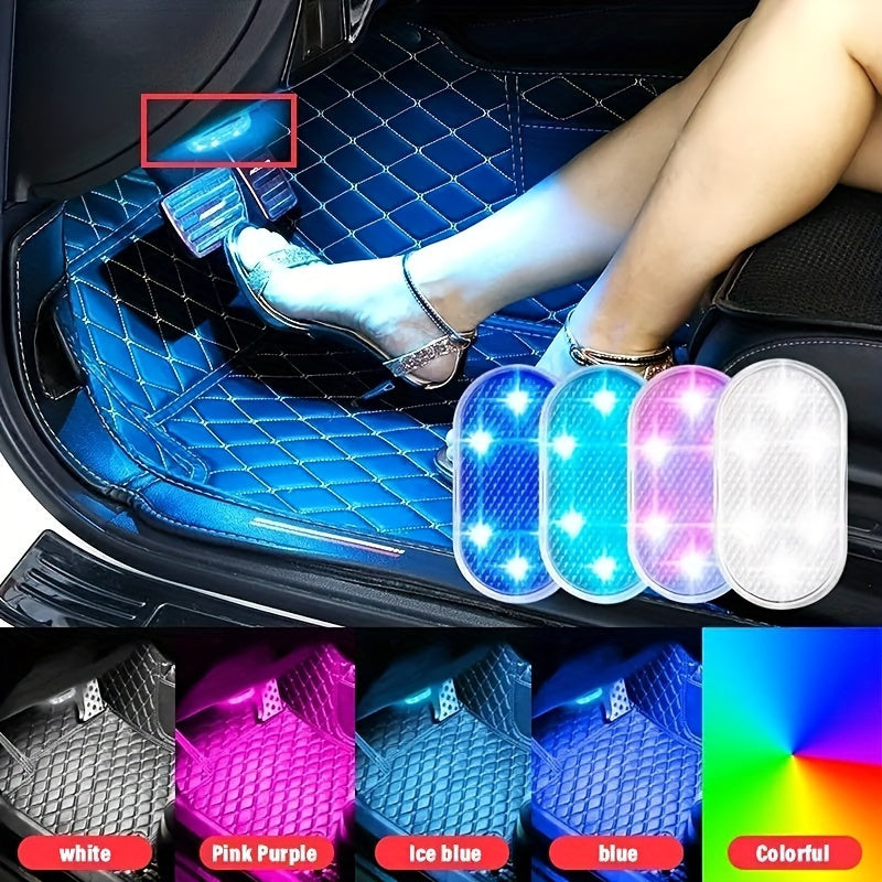 Universal Fit USB Rechargeable LED Car Floor Light Touch Sensitive for Vehicles Vans Trucks