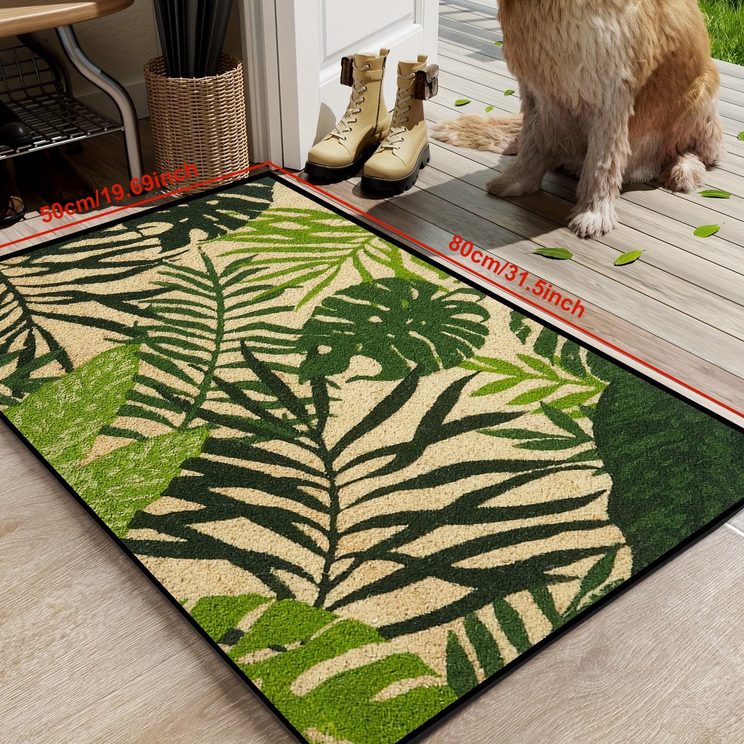 Stain-Resistant Polyester Floral Area Rug for Entryway Living Room Kitchen