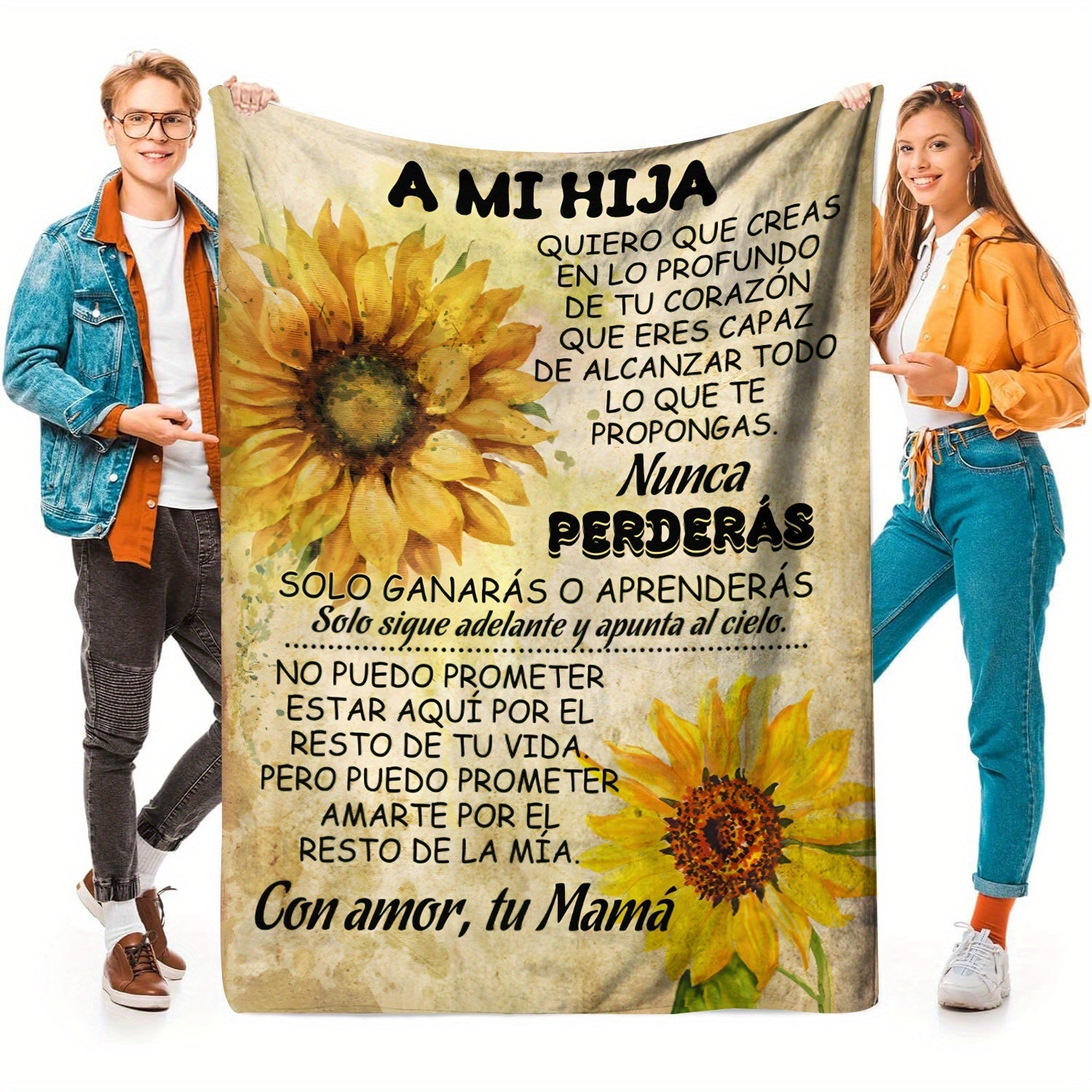 Fleece Blanket Soft Printed Lodge Style Throw with Inspirational Message for All Seasons