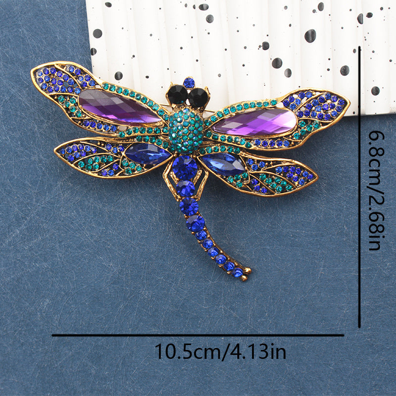 Vintage Dragonfly Brooch with Rhinestones Insect Theme Jewelry for Women
