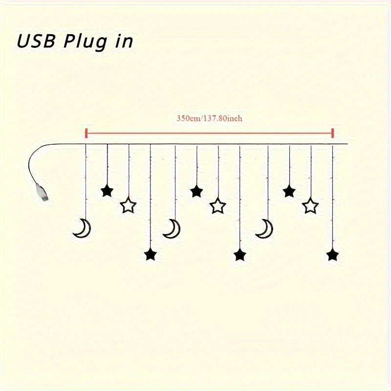 Светодиодные гирлянды-занавески с звездами и луной для свадеб, вечеринок и украшений