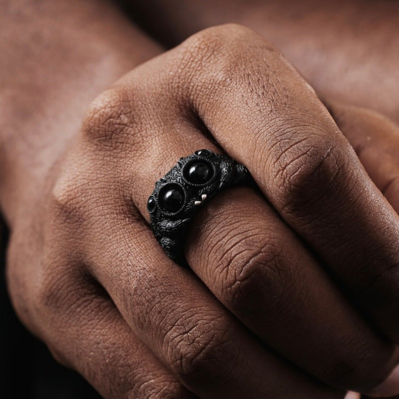 Adjustable Gothic Spider Ring with Black Agate Zinc Alloy for Daily Wear
