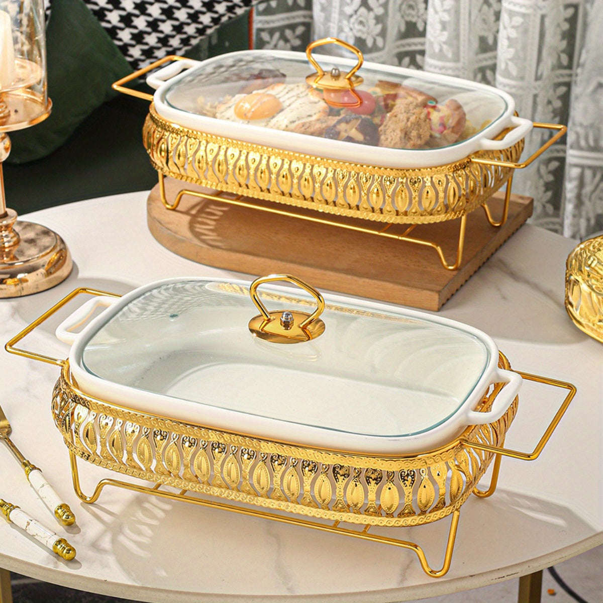 Ceramic Serving Platter with Lid for Soup Sandwiches and More
