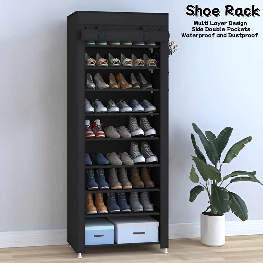 Organizador portátil de zapatero de 9 niveles, duradero, de poliéster y tela no tejida