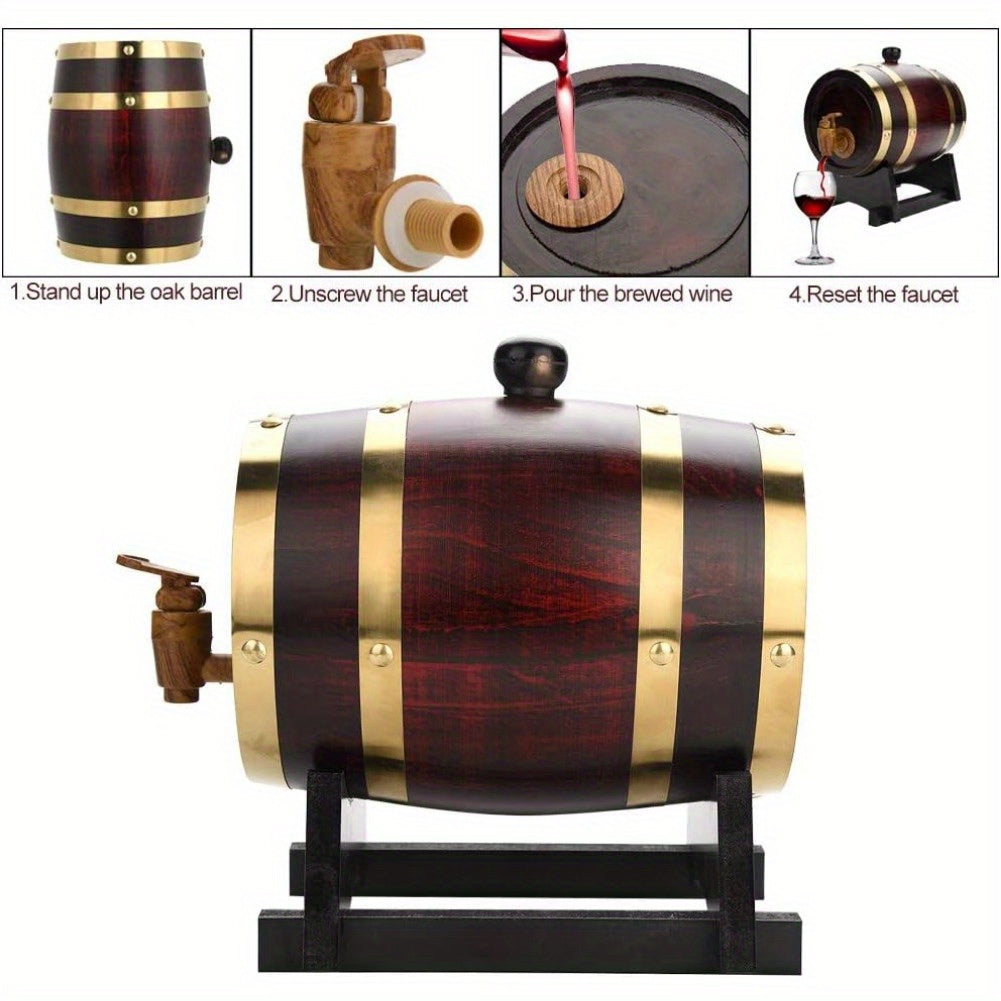 1.5L Oak Wine Barrel with Spigot for Whiskey Liquor Beer Rum Storage
