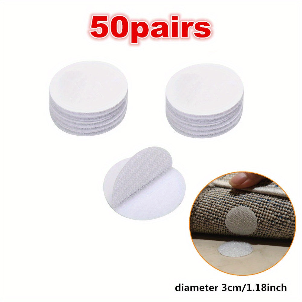 Предотвратите скольжение и перемещение с помощью 50 пар прочной антискручивающейся ковровой ленты - Нескользящие наклейки для ковров и ковровых покрытий - Двусторонние самоклеящиеся накладки и лента