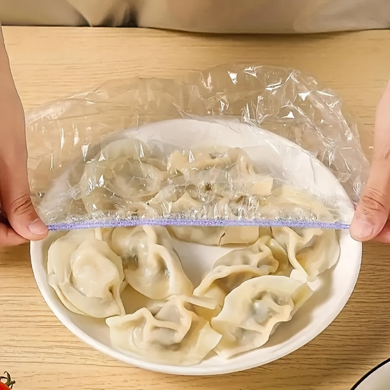 100 Pieces Food Grade Plastic Cling Film Wraps, Keeps Food Fresh, Single-Use