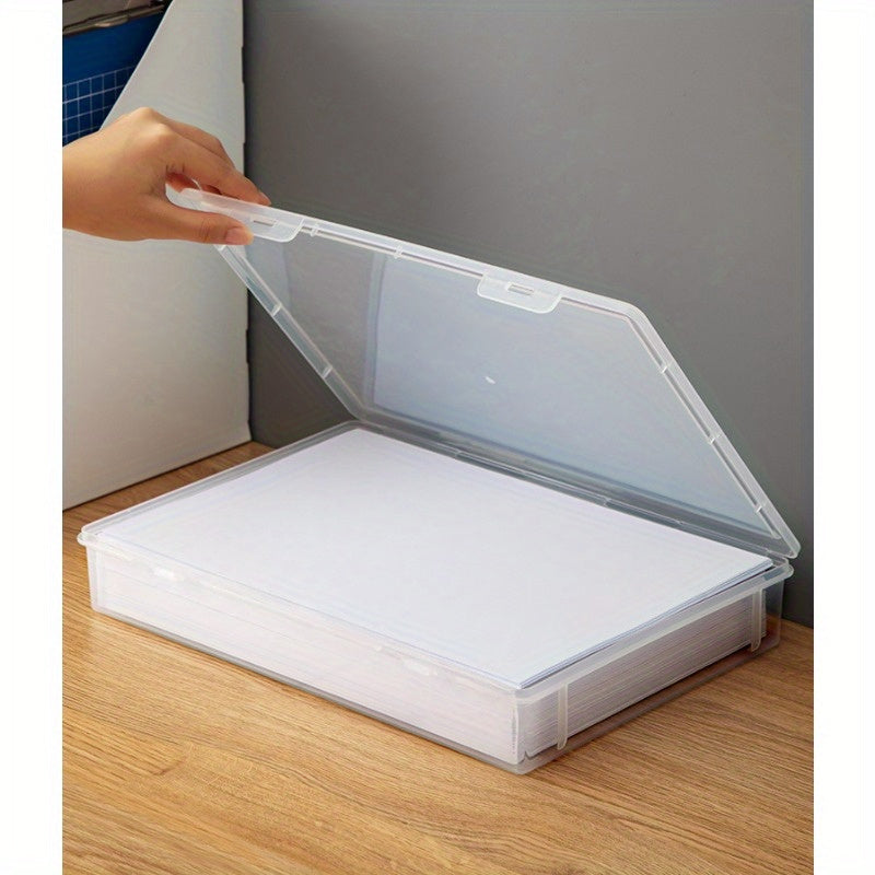 Clear Plastic File Storage Box with Lid for Home Office School Organization
