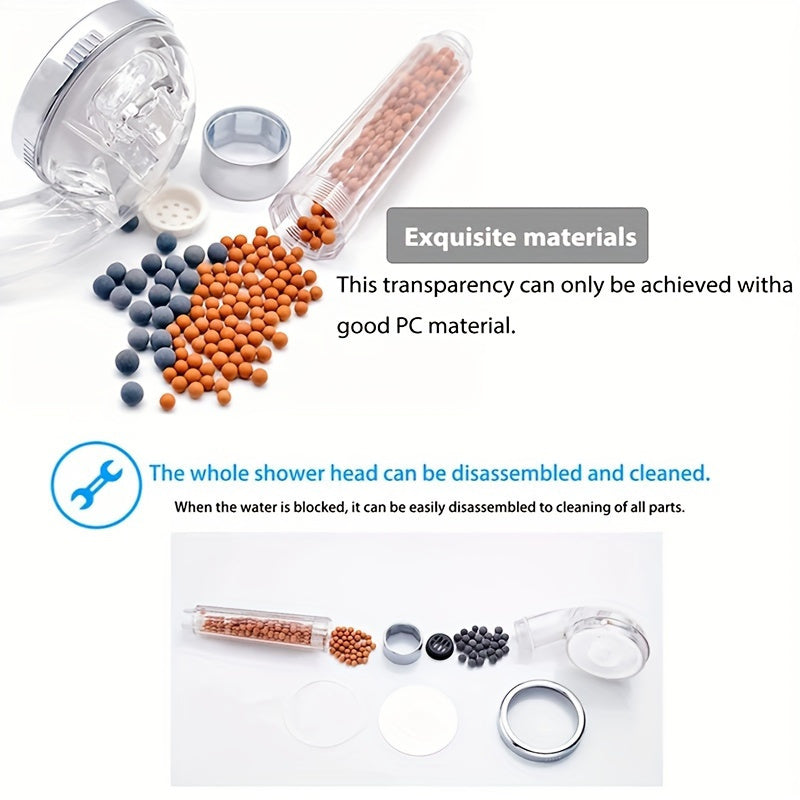 Luks 3-pozitsiyali metall dush head va suv filtri bilan yomg'irli dush, hammom uchun ochiq joylar