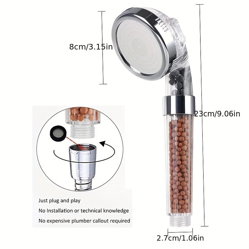 Luks 3-pozitsiyali metall dush head va suv filtri bilan yomg'irli dush, hammom uchun ochiq joylar