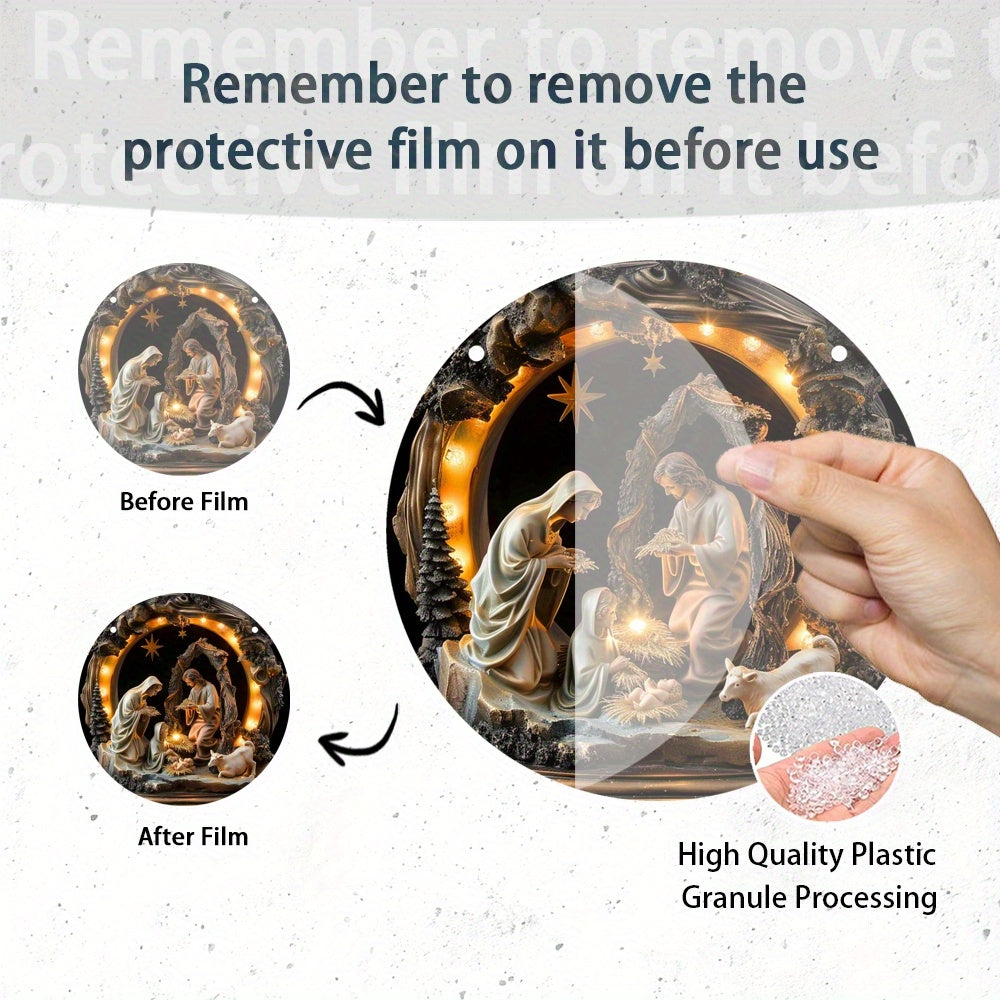 Decoración colgante de escena de Navidad de acrílico 14.99 cm Estilo boho Regalo navideño