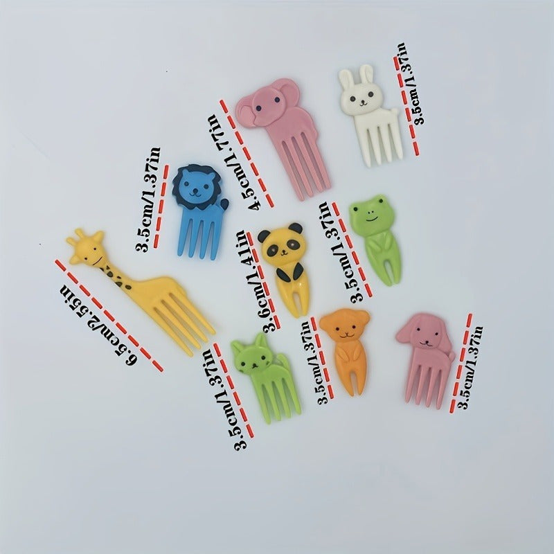 Set of 10 Whimsical Animal and Fruit Reusable Food Picks for Snacks and Desserts
