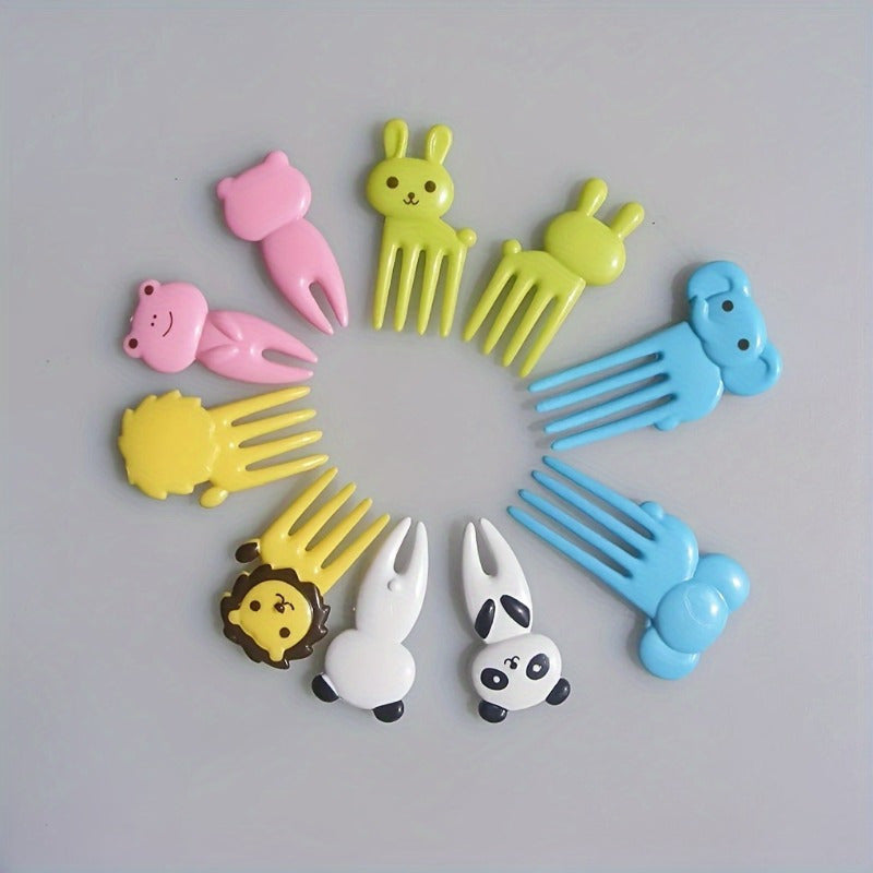 Set of 10 Whimsical Animal and Fruit Reusable Food Picks for Snacks and Desserts