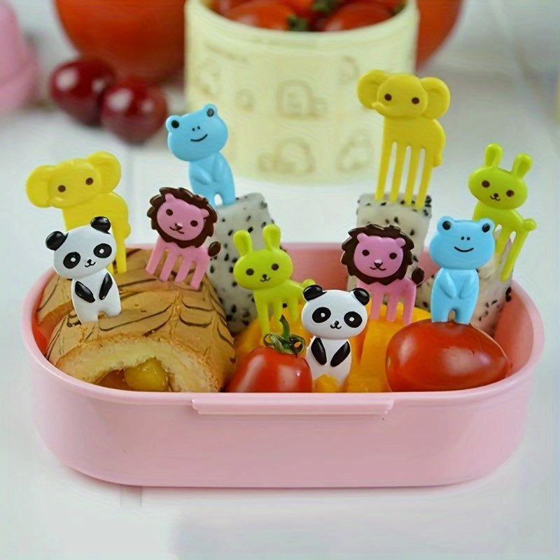 Set of 10 Whimsical Animal and Fruit Reusable Food Picks for Snacks and Desserts