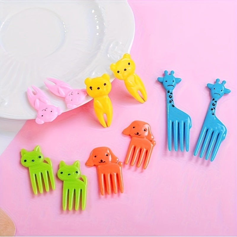 Set of 10 Whimsical Animal and Fruit Reusable Food Picks for Snacks and Desserts