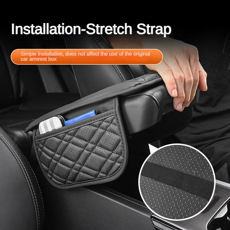 Universal Car Armrest Cushion with Storage Bag Breathable PU Leather