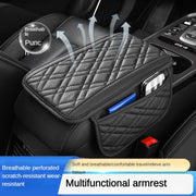 Universal Car Armrest Cushion with Storage Bag Breathable PU Leather