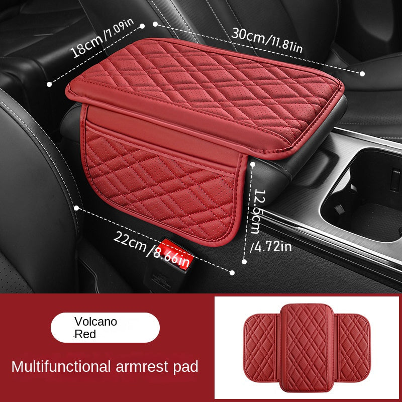 Universal Car Armrest Cushion with Storage Bag Breathable PU Leather