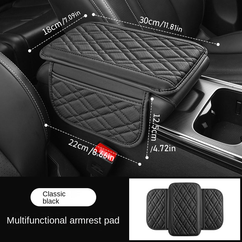 Universal Car Armrest Cushion with Storage Bag Breathable PU Leather