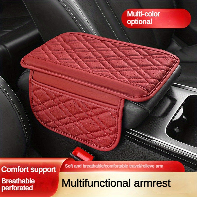 Universal Car Armrest Cushion with Storage Bag Breathable PU Leather