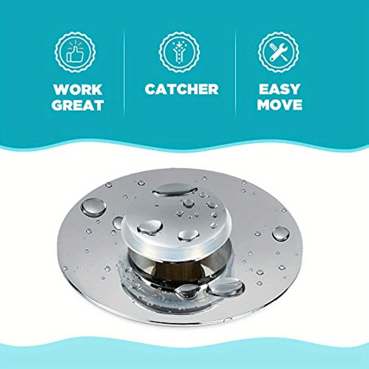 Bathroom Sink Stopper for 1.06-1.80 Inch Drains with Pop-Up Filter and Hair Catcher