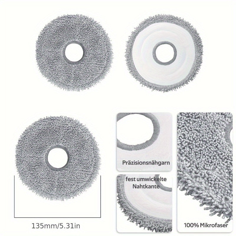 Replacement Microfiber Mop Pads for Robotic Vacuums, Washable, Thick, Compatible