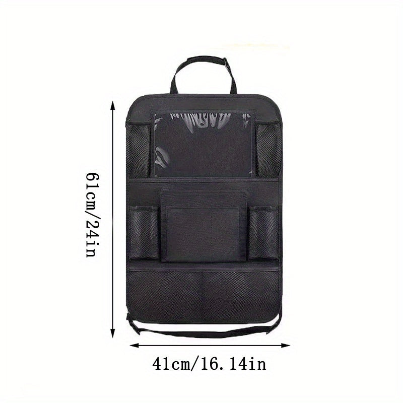 Organizador de asientos de coche de tela Oxford, bolsa de almacenamiento con múltiples bolsillos para el asiento trasero
