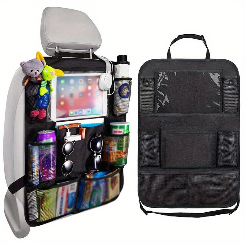 Organizador de asientos de coche de tela Oxford, bolsa de almacenamiento con múltiples bolsillos para el asiento trasero