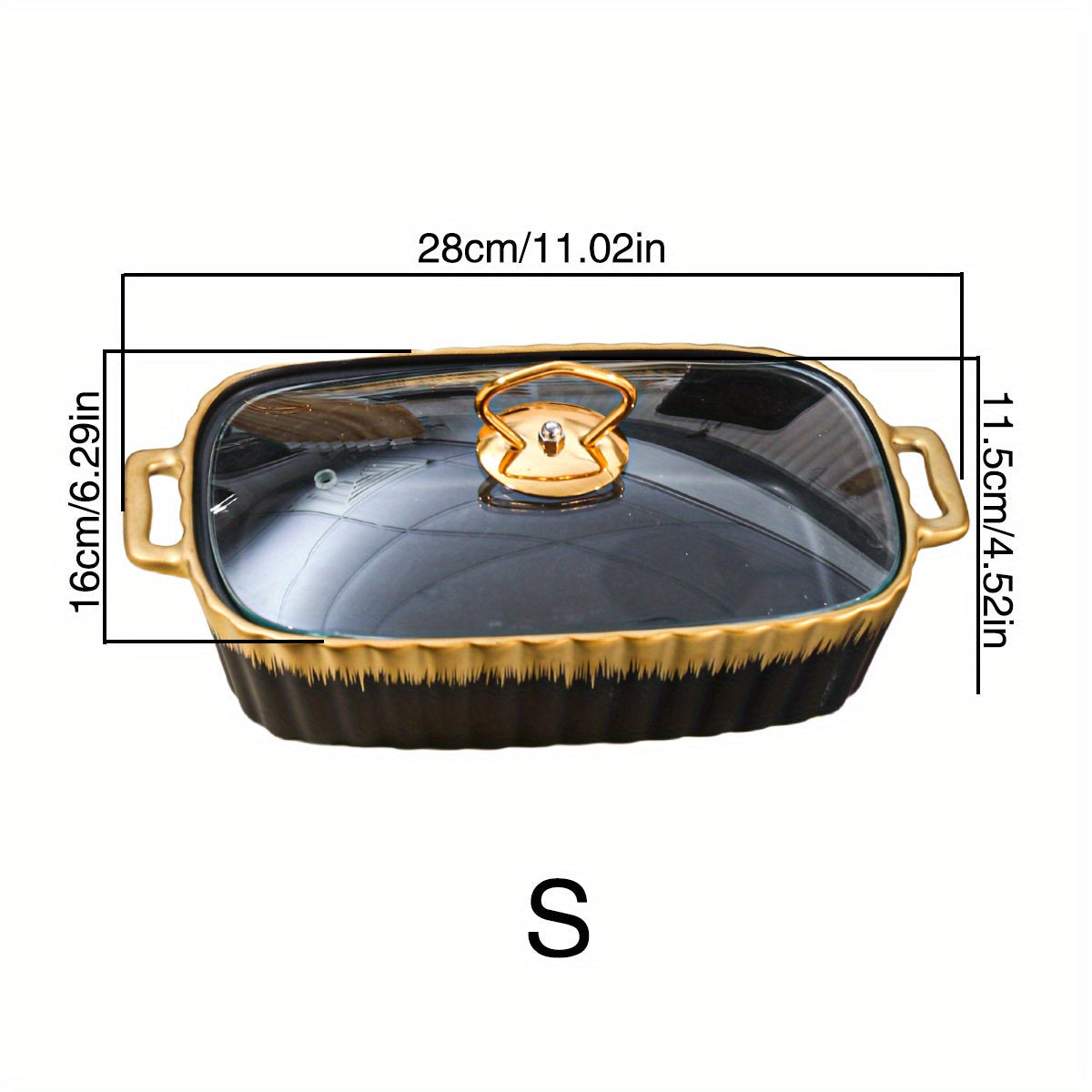 Ceramic Cookware Set with Golden Trim and Matching Lids for Kitchen and Parties