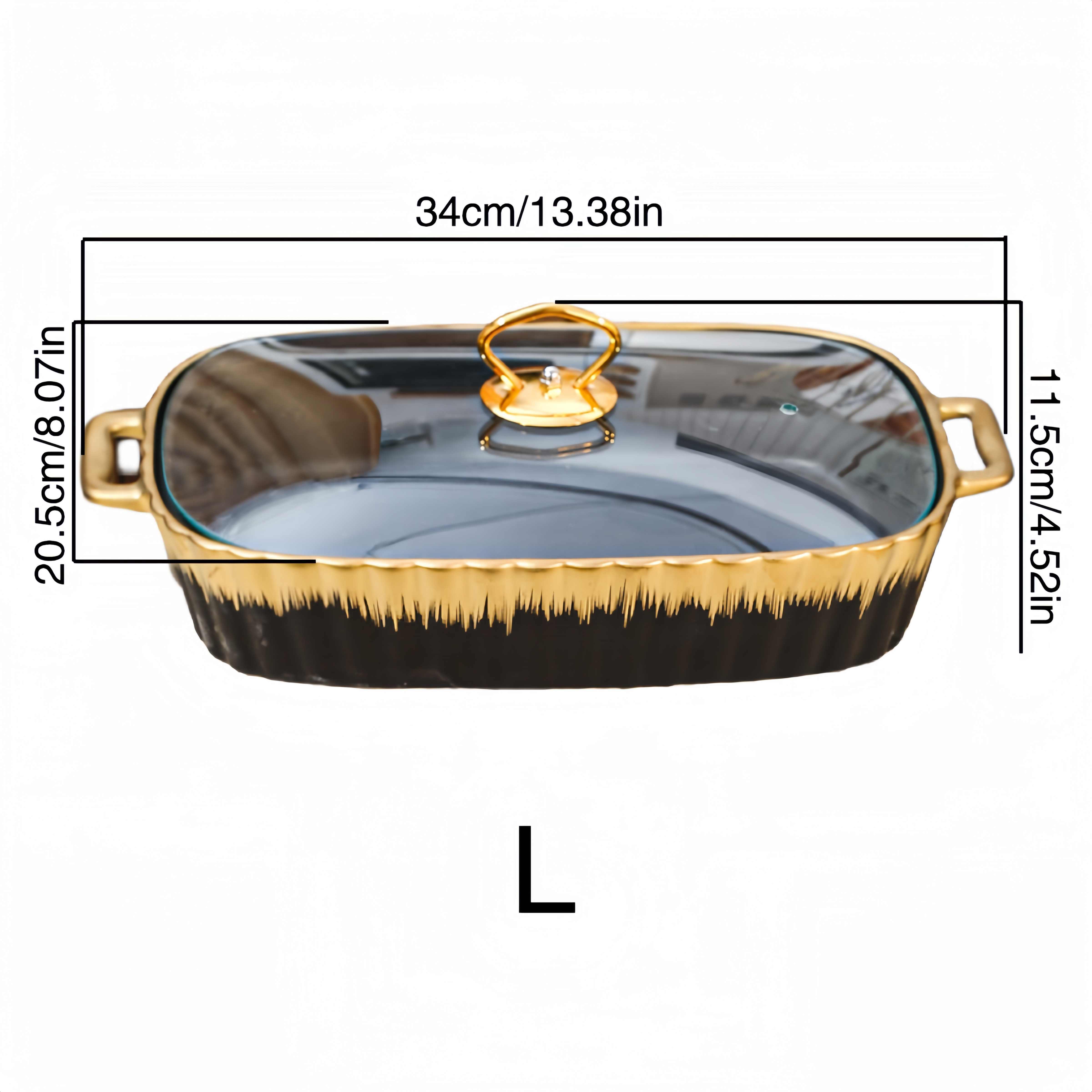 Ceramic Cookware Set with Golden Trim and Matching Lids for Kitchen and Parties