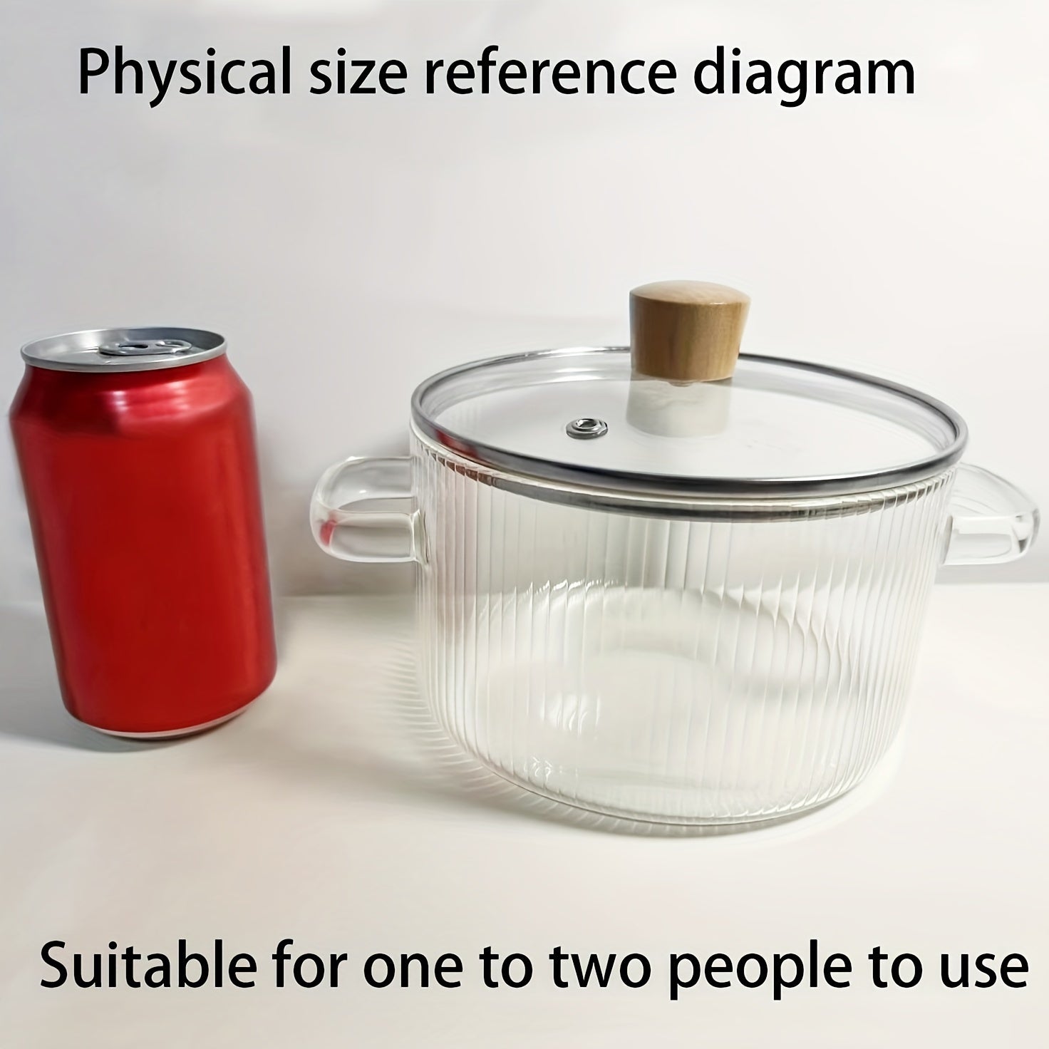 Glass Cooking Pot with Lid 1.6L Borosilicate Glass Stove Safe Kitchenware