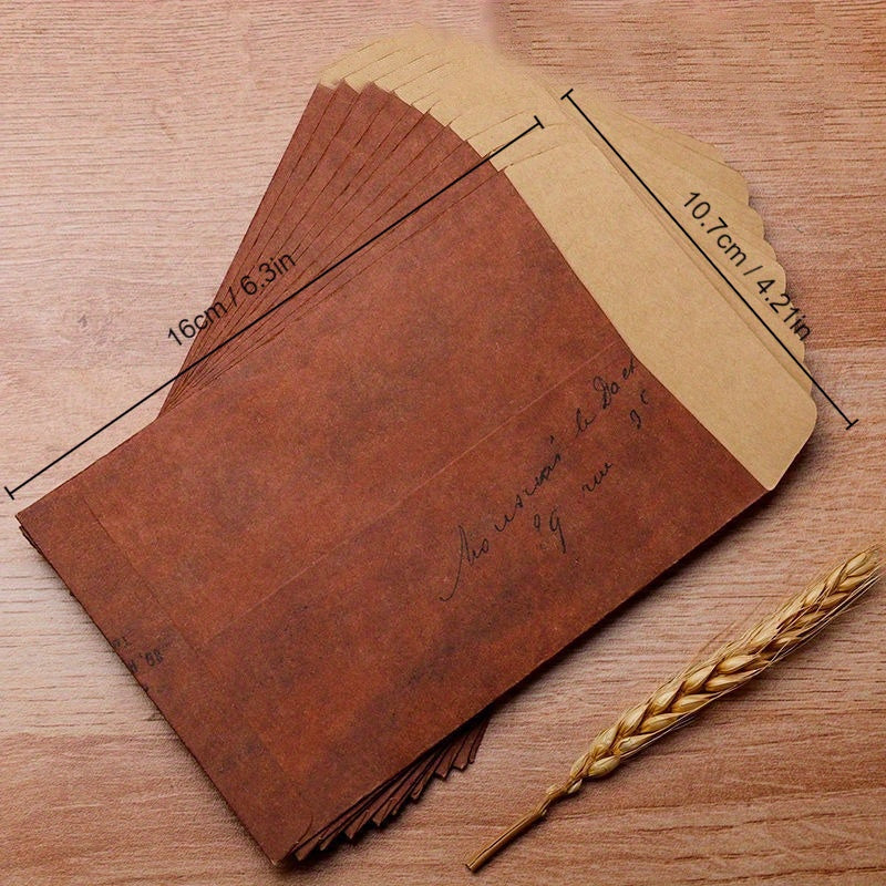 Vintage Kraft Paper Envelopes Self-Sealing for Wedding Invitations and Party Correspondence 5 or 10 Pack