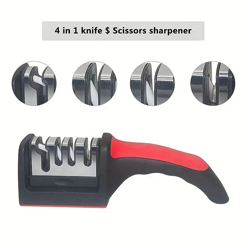 Manual Knife Sharpener with 4 Stages, Portable, Easy to Use
