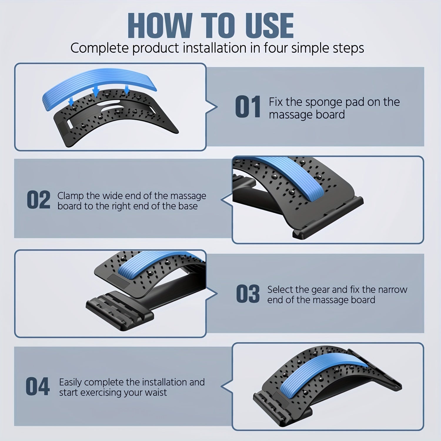 Batareya talab qilmaydigan pastki va yuqori orqa uchun sozlanadigan orqa umurtqa cho'zuvchi