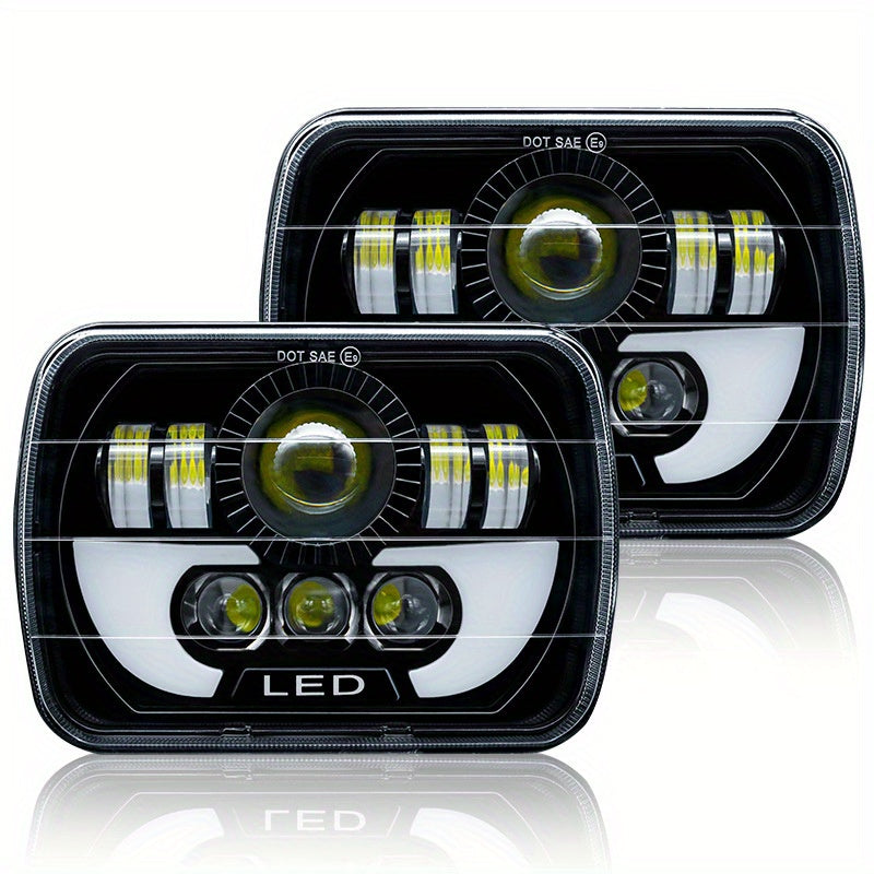 7-Inch LED Motorcycle Headlight Off-Road Vehicle 3000+ Lumens 9-36V Hardwired Square Horn