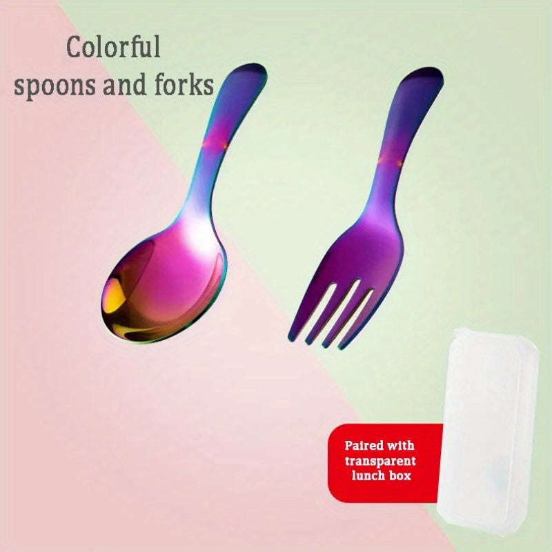 2-Piece Stainless Steel Travel Cutlery Set Soup Spoon and Dessert Fork