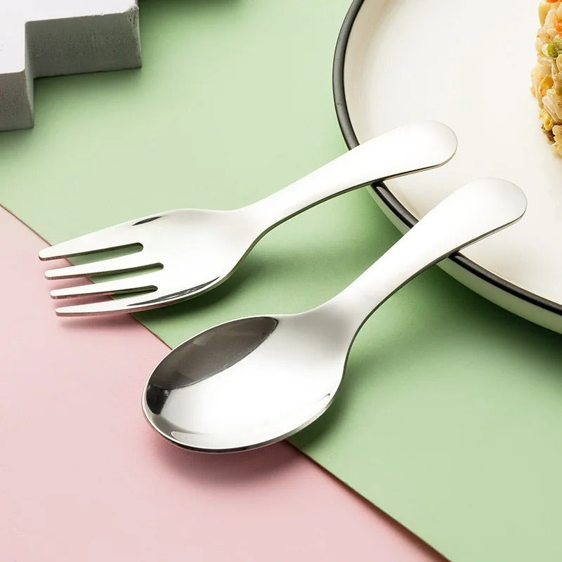 2-Piece Stainless Steel Travel Cutlery Set Soup Spoon and Dessert Fork