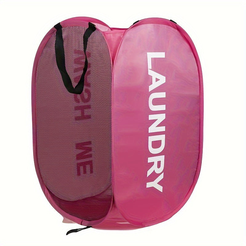 Foldable Mesh Laundry Hamper with Handles, Collapsible Space-Saver for Bathroom and Bedroom