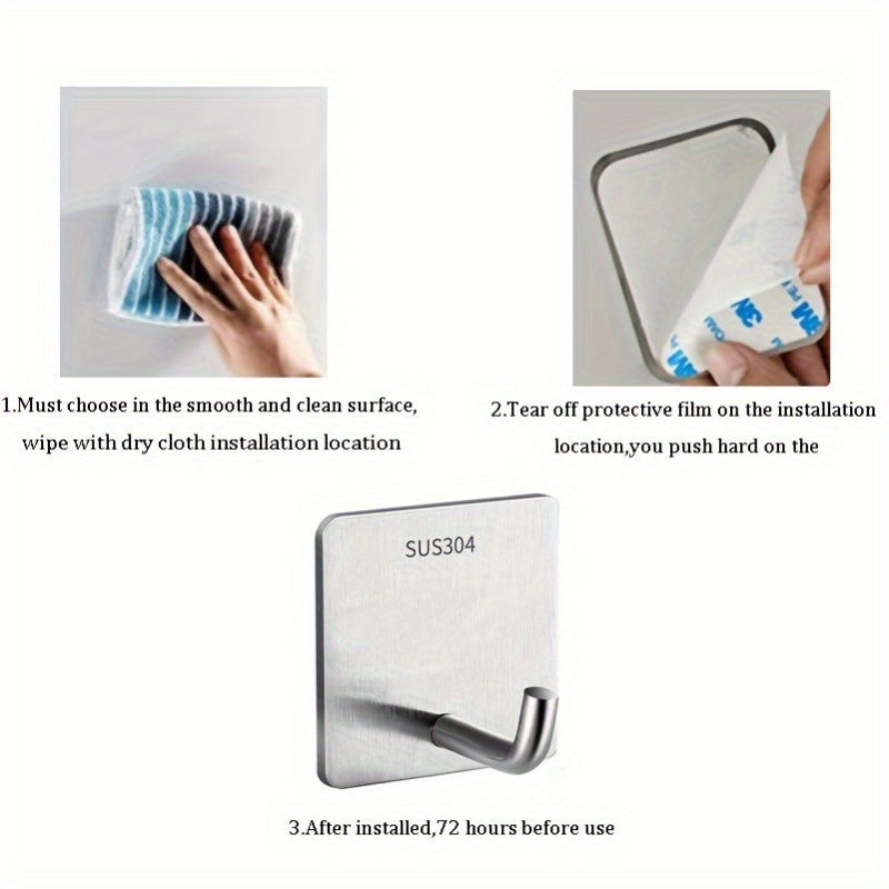 Ganchos de pared de acero inoxidable resistentes y a prueba de agua para cocina, baño y decoración del hogar