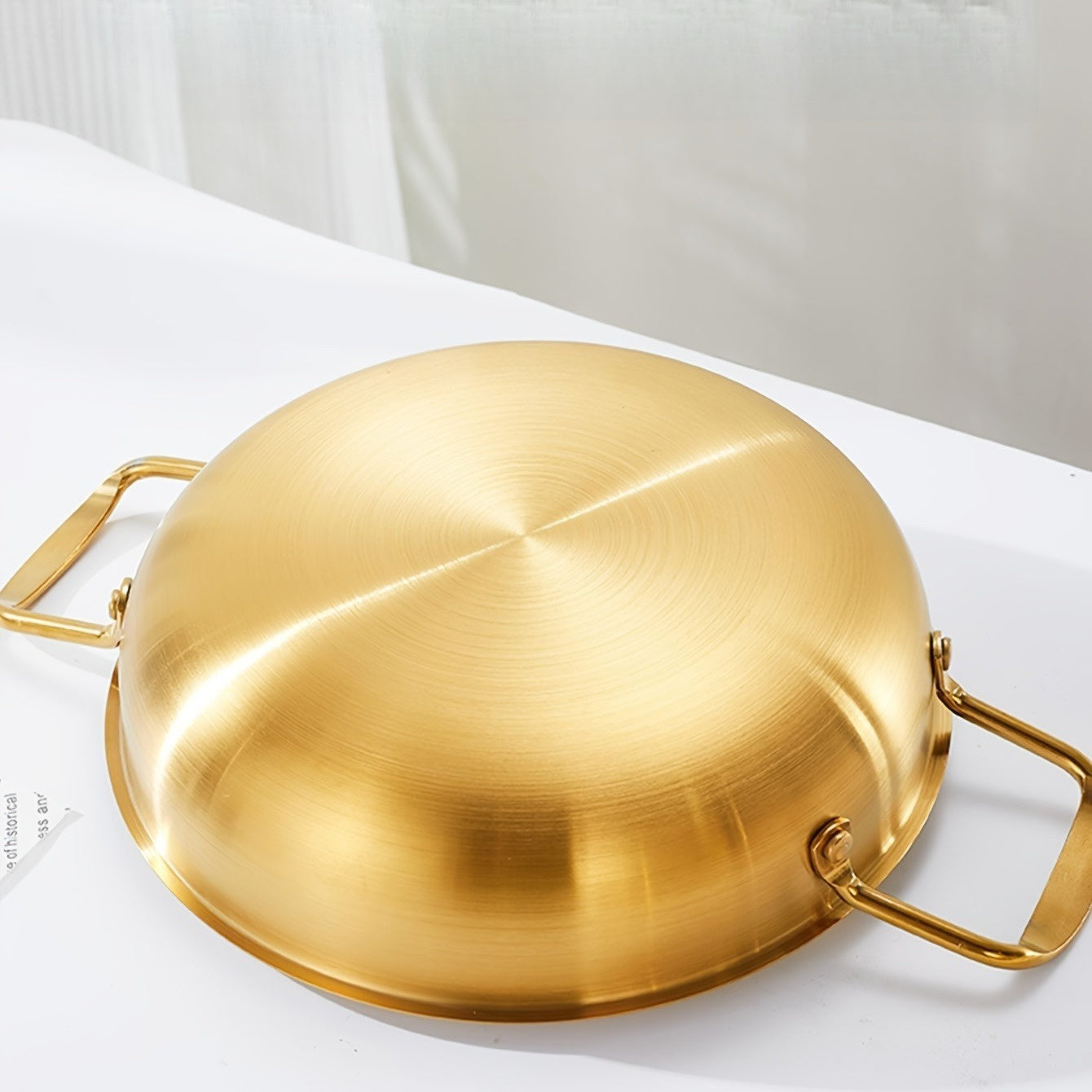 Olla de acero inoxidable para fideos con diseño de hilo dorado cookware