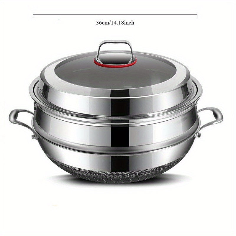 Universal Flat-Bottomed Stainless Steel Frying Pan for Induction and Gas Stoves