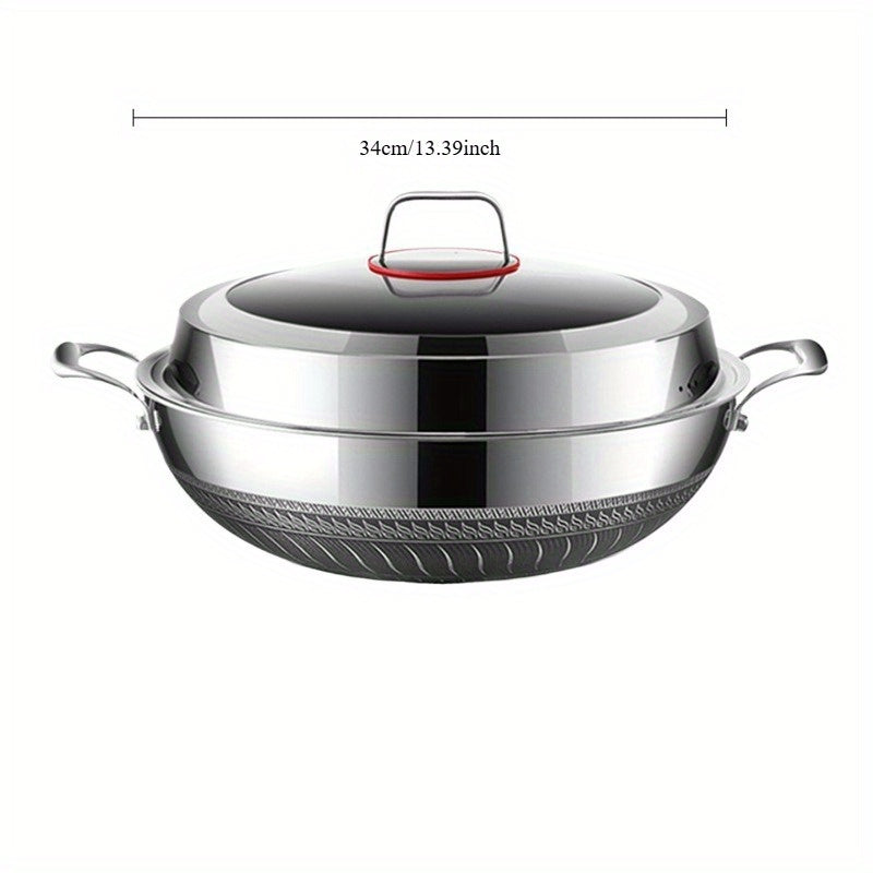 Universal Flat-Bottomed Stainless Steel Frying Pan for Induction and Gas Stoves