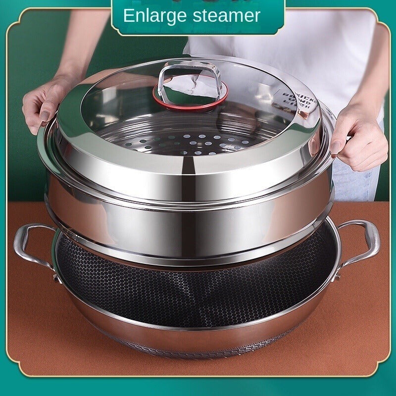 Universal Flat-Bottomed Stainless Steel Frying Pan for Induction and Gas Stoves