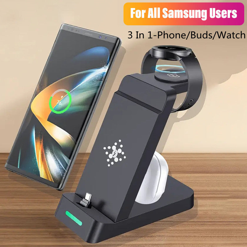 3-in-1 Wireless Charging Station for Samsung Galaxy S23 S22 S21 Note20 Z Fold 4 Watch Earbuds