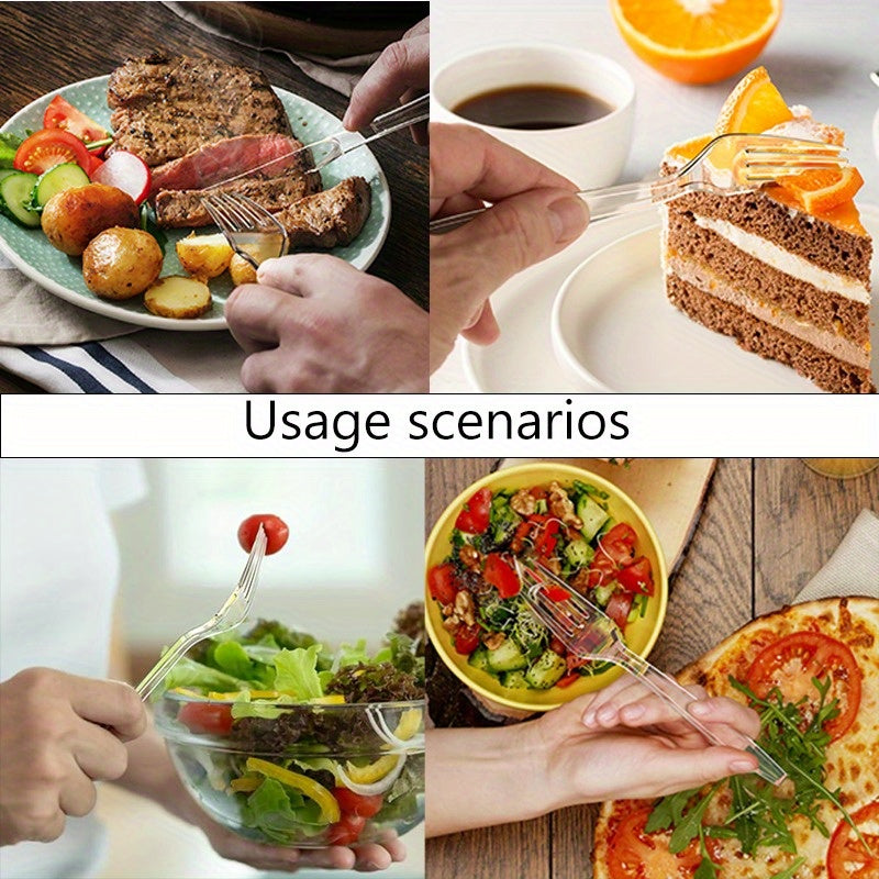 Set of 100 Clear Disposable Plastic Forks for Parties and Events
