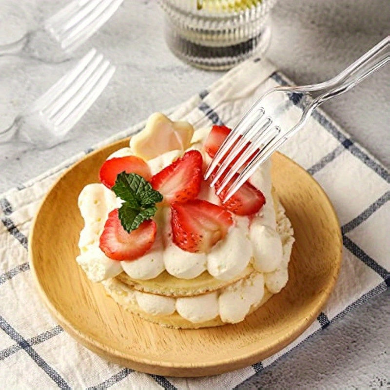 Set of 100 Clear Disposable Plastic Forks for Parties and Events